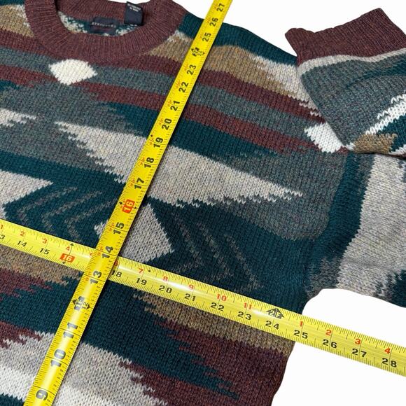 Vtg 90s Y2K Structure Men's Wool Sweater Aztec Southwest M Grandpacore Chunky - Picture 3 of 9